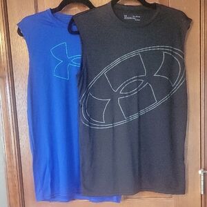 Boys Under Armour Black and Blue Sleeveless Tops